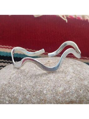 Vintage Sterling Silver Zigzag Wavy Cuff Bracelet Adjustable 12.5g